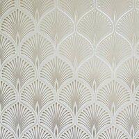 Layla Art Deco Wallpaper White GranDeco GV3101