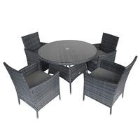 Garden Outdoor 4 Piece Rattan Dining Set Grey