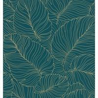 Isa Banana Leaf Wallpaper Teal / Gold Grandeco A50902