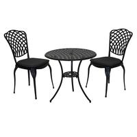 Cast Aluminium Bistro Table and 2 Chairs Set Black Outdoor Table