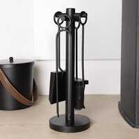 Olive Fireside Companion Set Tool Stand Circular Base Black Matte Finish