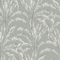 Sansa Leaf Vinyl Wallpaper Green Muriva M61904