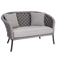 Alexander Rose Light Grey Cordial 2 Seater Curved Sofa with Cushion, Grafito