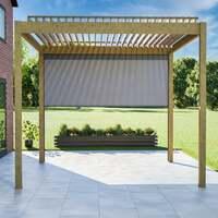 Bracken Outdoors Gemini 3m x 3m Square Wood Effect Aluminium Garden Pergola with 3m Blind