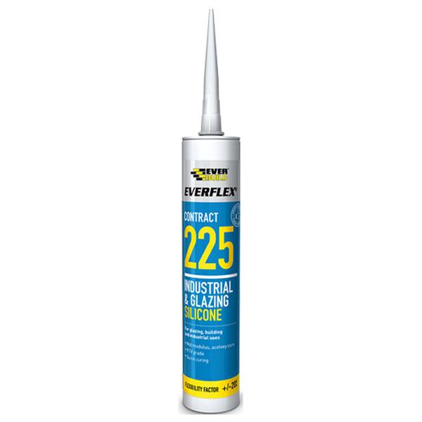 Everbuild Everflex 225 Industrial & Glazing Silicone Sealant, 295ml White - Limited stocks, use by date expired but still perfectly usable