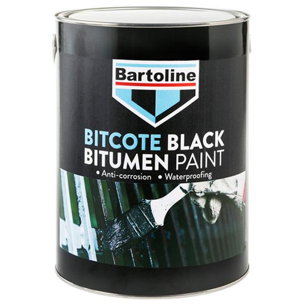 Bartoline Bitcote Black Bitumen Paint, 5 Litre Tin