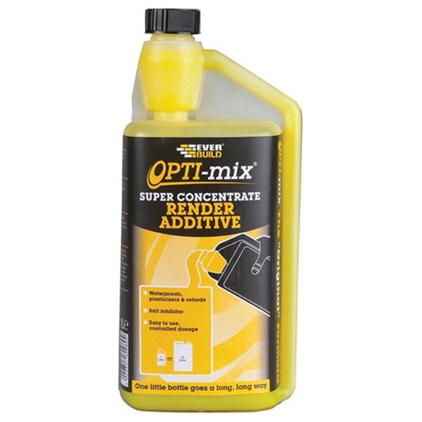 Everbuild Opti-Mix 3-in-1 Plasticiser, Waterproofing Agent & Salt Inhibitor Super Concentrated Render Admixture, 1 Litre