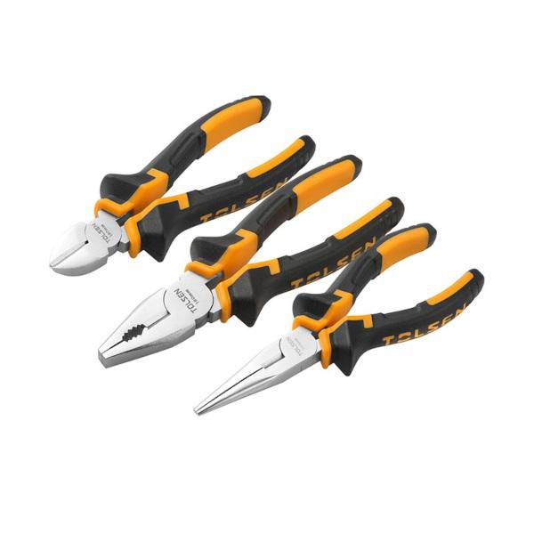 Tolsen 3-Piece Pliers Set (Combination, Diagonal, Long Nose)