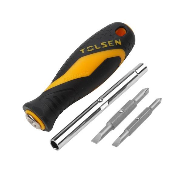 Tolsen Screwdriver 2-Way PH/Flat 6-in-1