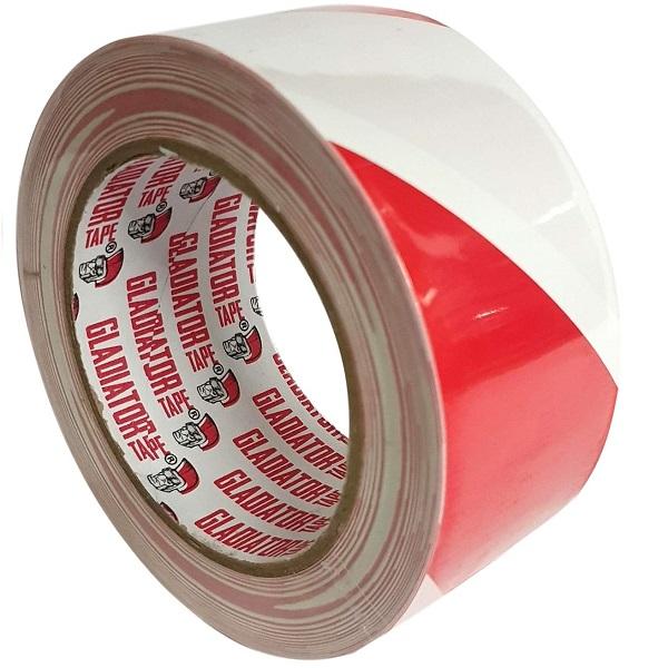 Gladiator Self Adhesive Red/ White Hazard Tape - 50mm x 33M