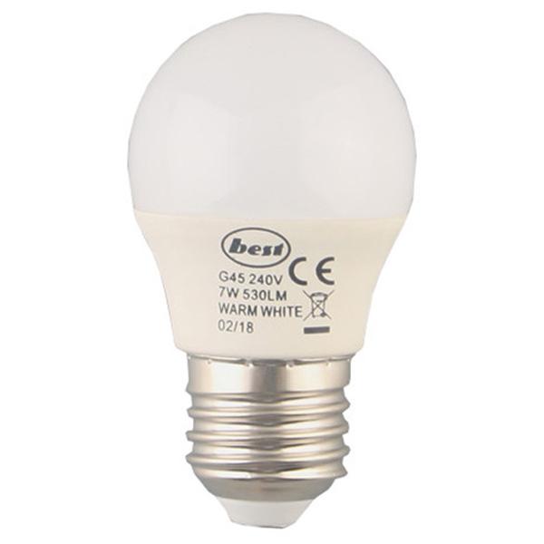 G45 LED Golf Ball Bulb, 7W - ES/E27, Frosted Warm White