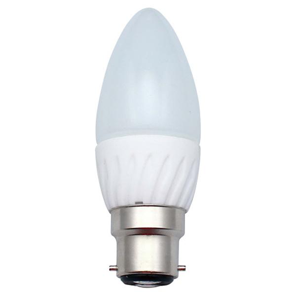 C37 LED Candle Bulb, 3W BC/B22/B22d/Ba22d, Frosted Warm White