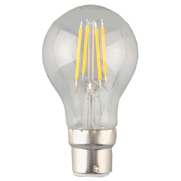 GLS LED A60 4-Filament Bulbs, 6W BC/B22/B22d/Ba22d, Clear Warm White (5 Pack)