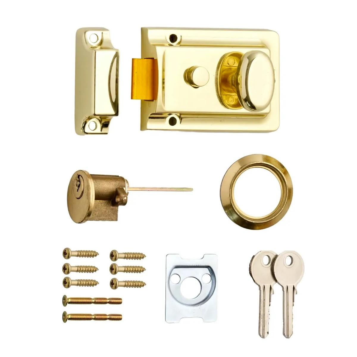 Traditional Night Latch, Polished Brass - 60mm