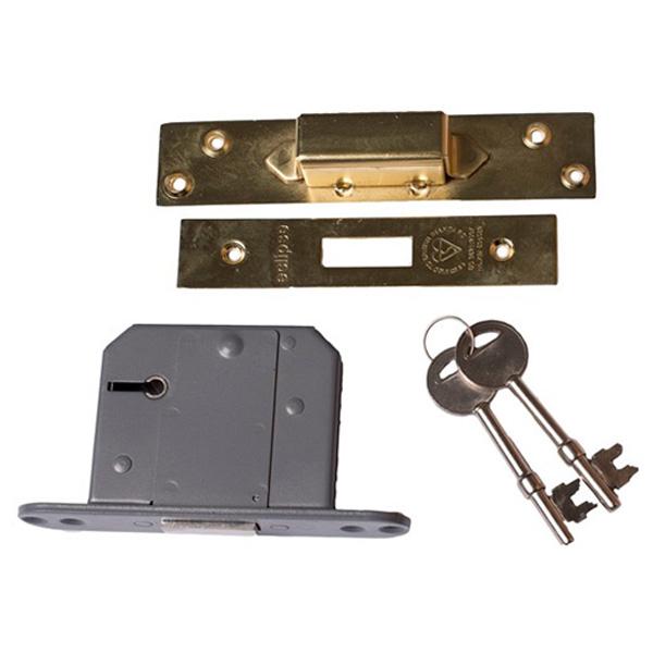 High Security Deadlock, Brass 5-Lever 63mm & 2 Keys BS3621