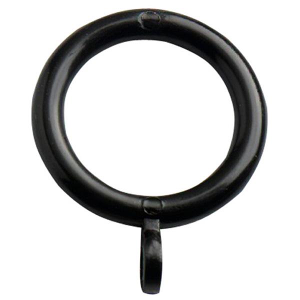 Fixed Eye Curtain Pole Rings, Black Plastic, Inner Dimension 35mm (10 Pack)