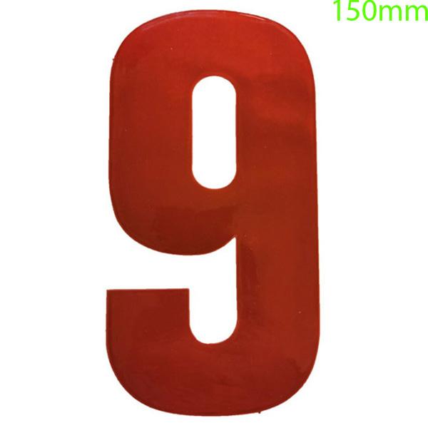 Red High Visibility Reflective Self Adhesive Vinyl Numeral, 150mm Number 9