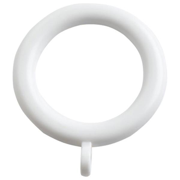 Fixed Eye Curtain Pole Rings, White Plastic, Inner Dimension 25mm (12 Pack)