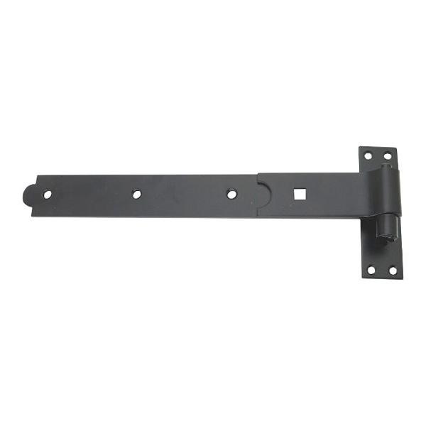 Heavy Duty Flat Hook & Band Gate Hinge, Black Epoxy 400 x 45 x 4mm with 13mm Diameter Pin