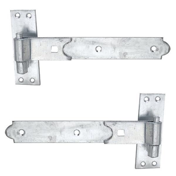 Heavy Duty Flat Hook & Band Gate Hinge, Galvanised 250 x 38 x 4mm with 13mm Diameter Pin (2 Pack)