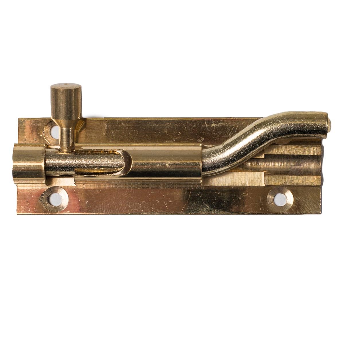 Swan Neck Door Bolt, Brass Plated Stainless Steel - 100mm