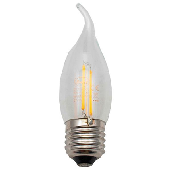 C35T LED 4-Filament Candle Bulb with Bent Tip, 2W ES/E27, Clear Warm White, Blister Packed