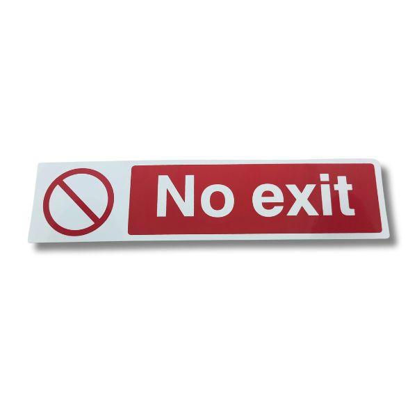 Peelable "No Exit" sign - Red Background, 200 x 50mm