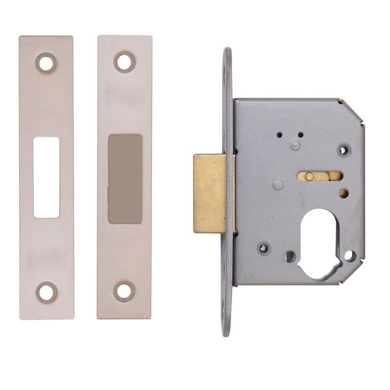 Euro Profile Deadlock, Satin Chrome Plated - 78mm