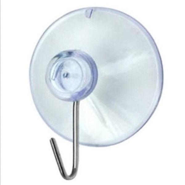 Suction Hooks, Clear Plastic & Metal, 65mm Diameter - (Pack of 5)