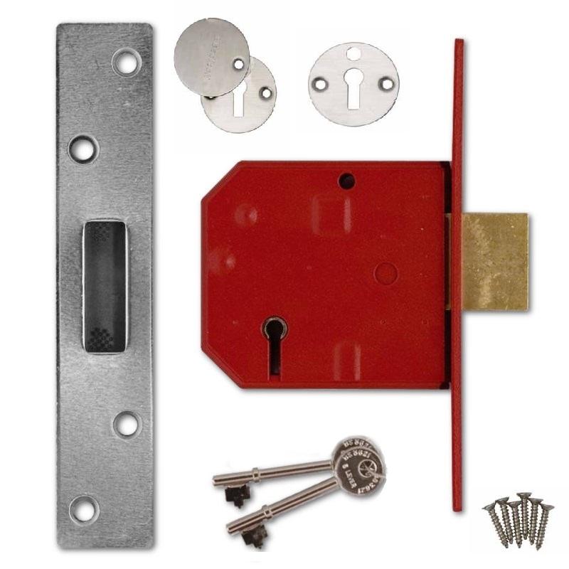 5-Lever Deadlock, Stainless Steel Finish - 67mm