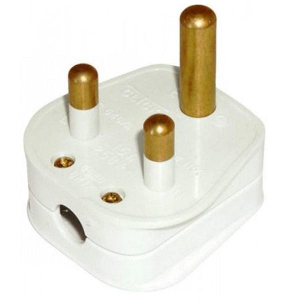 Round Pin Plug, 5 Amp - White