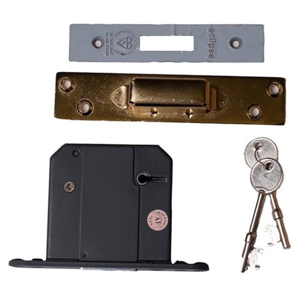 High Security Deadlock, Brass 5-Lever 75mm & 2 Keys BS3621