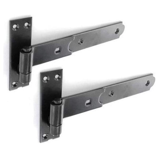 Heavy Duty Flat Hook & Band Gate Hinge, Black Epoxy 250 x 38 x 4.5mm with 13mm Diameter Pin (2 Pack)