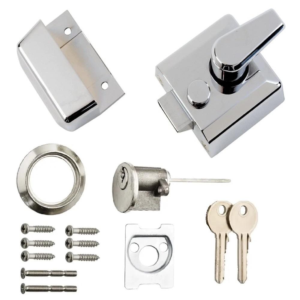 Rim Cylinder Nightlatch, Chrome - 40mm