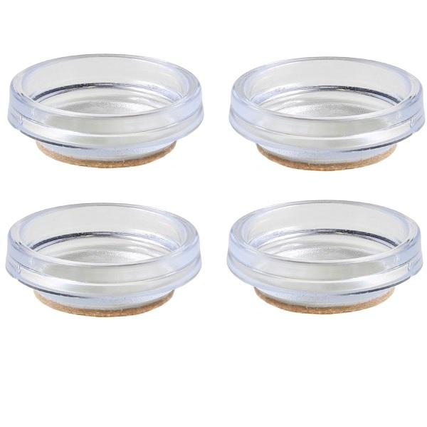 Castor Cups Small Clear 50mm (2") With Felt Pads (4 Pack)