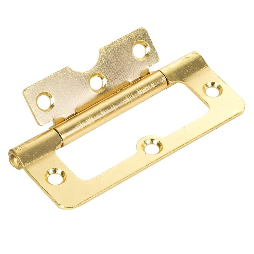 Flush/ Hurl Hinges, Brass Plated - 100mm (2 Pack)