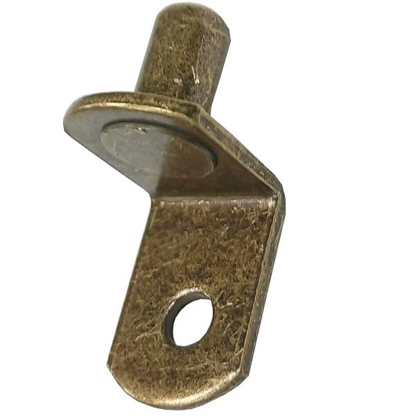 Shelf Support, Push-In 'L' Type with Hole, 6.2 x 10mm Pins - Antiqued Brass - (Pack of 20)