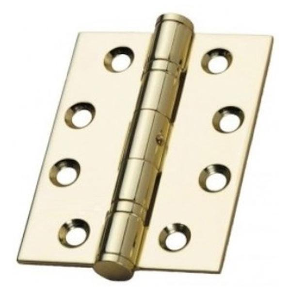 G13 Fire Door Rated Heavy Duty Steel Butt Hinges with Double Ball Bearing, Polished Brass 100 x 75mm (2 Pack)