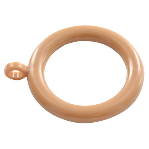 Fixed Eye Curtain Pole Rings, Light Brown Plastic, Inner Dimension 25mm (12 Pack)