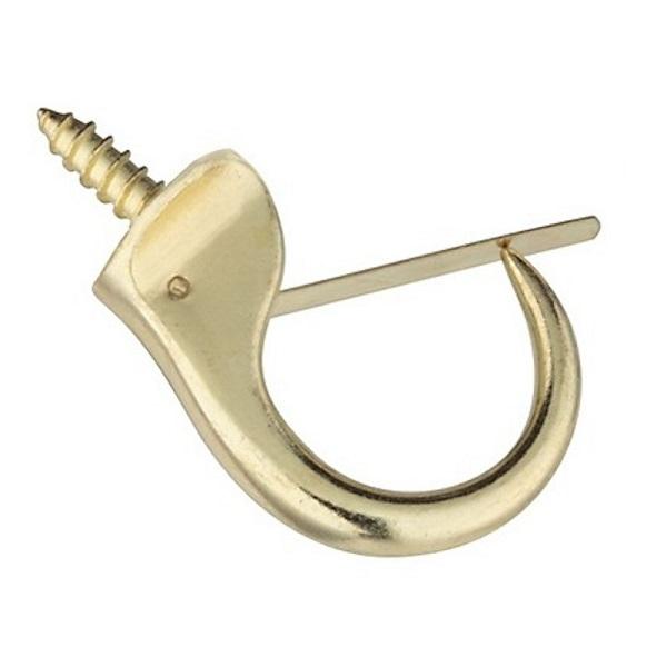 Safety Cup Hooks, Brass Plated - 32mm - (Pack of 10)