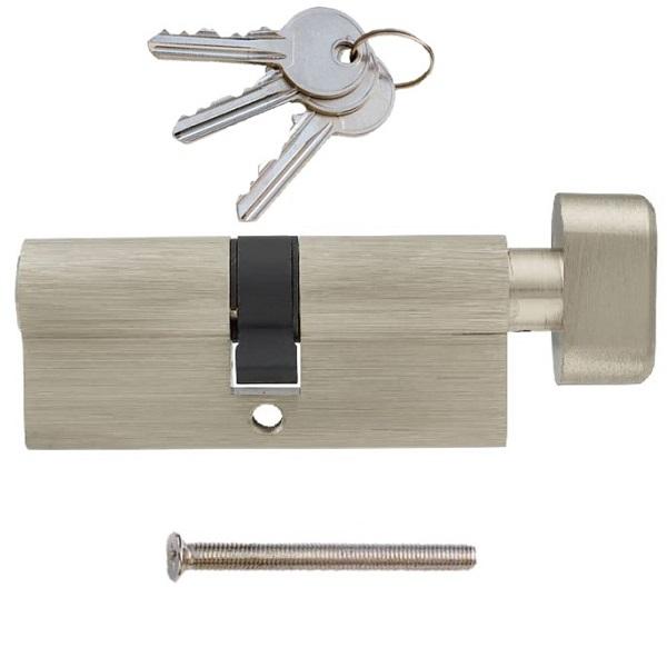 6-Pin Euro Thumb-Turn Cylinder Lock, 45-50mm (95mm Nickel Plated)