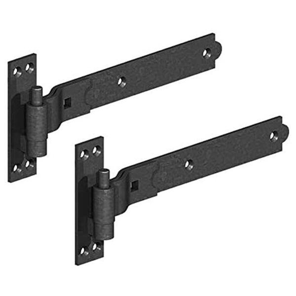 Heavy Duty Cranked Hook & Band Gate Hinge, Black Epoxy 350 x 45 x 4mm with 13mm Diameter Pin (2 Pack)