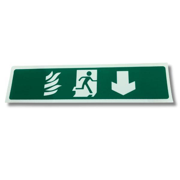 Peelable "Running Man Arrow Down" sign - Green Background, 200 x 50mm