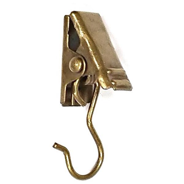 Curtain Pole Ring Hooks with Alligator Clip, Antique Brass (12 Pack)