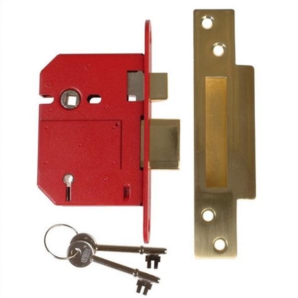 5-Lever Sashlock, Polished Brass Finish - 79mm