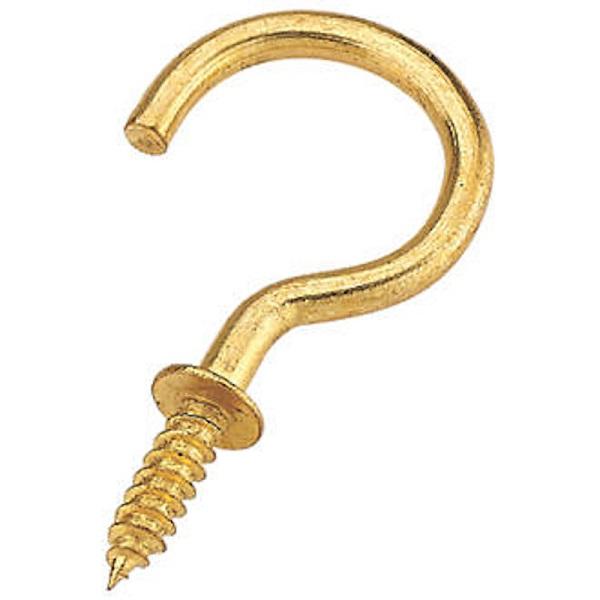 Cup Hooks, Brassed 22mm (10 Pack)