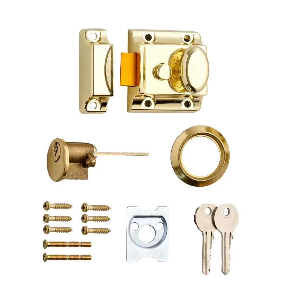 Traditional Night Latch, Polished Brass - 40mm