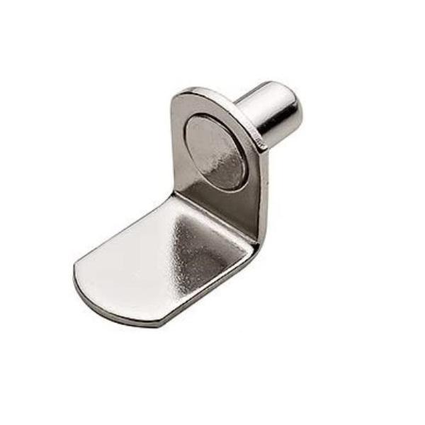 Shelf Support, Push-In 'L' Type, 5 x 8mm Pins - Nickel Plated - (Pack of 20)