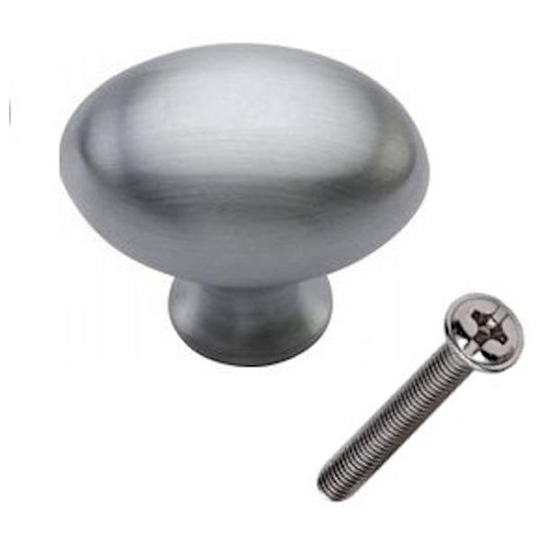 Oval Knob, Satin Chrome 30mm