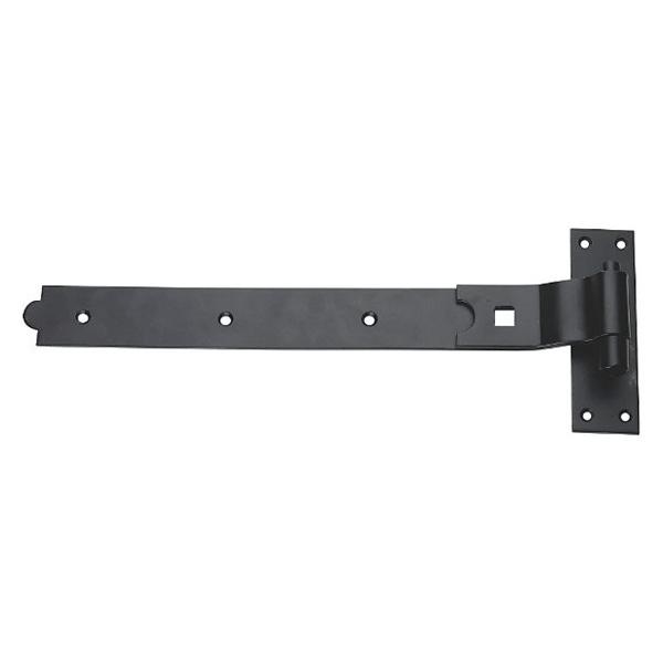 Heavy Duty Cranked Hook & Band Gate Hinge, Black Epoxy 300 x 38 x 4mm with 13mm Diameter Pin